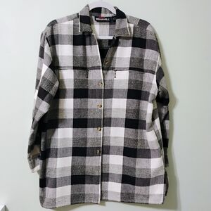 Black and White Plaid Button-Up Shirt